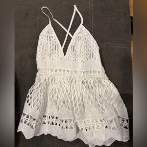 Kendall & Kylie Ivory Lace Criss Cross Tank